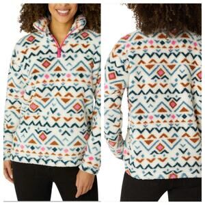 Eddie Bauer Ultra Soft Plush Fleece 1/4 Zip Pullover Aztec Print Sz S